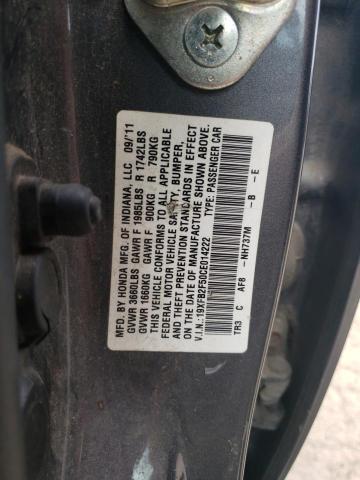 Photo 10 from auction – 2012 HONDA CIVIC LX with VIN 19XFB2F50CE014222