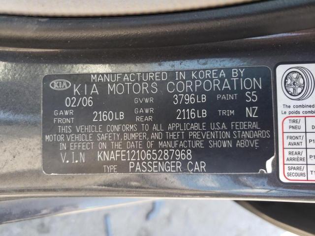 Photo 10 from auction – 2006 KIA SPECTRA LX with VIN KNAFE121065287968