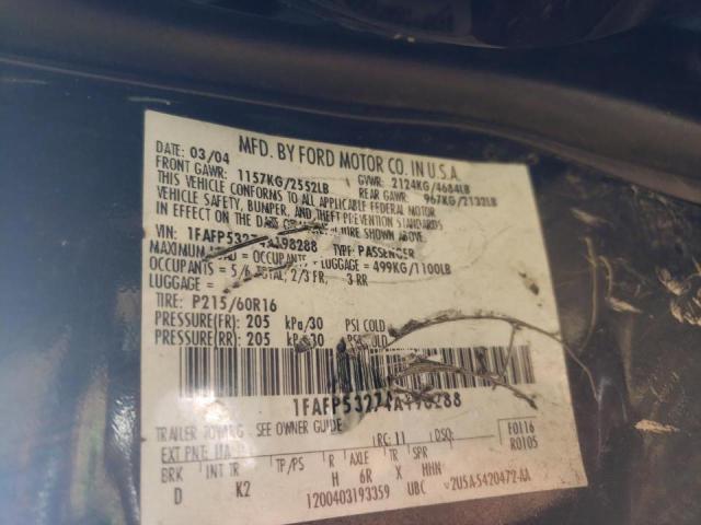 Photo 10 from auction – 2004 FORD TAURUS SE with VIN 1FAFP53274A198288