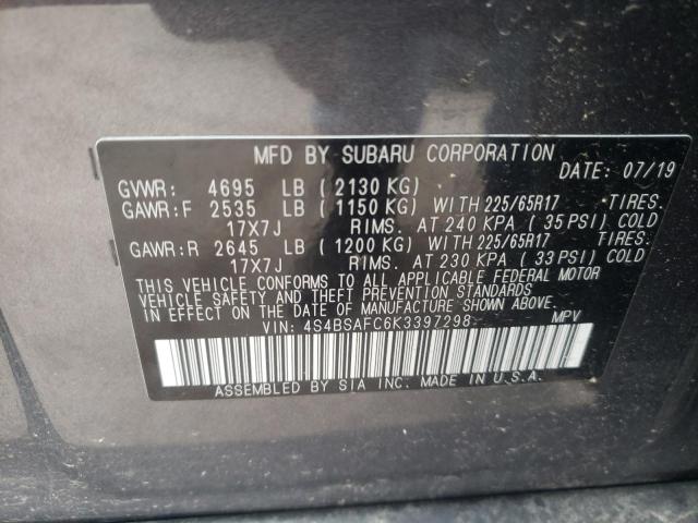 Photo 10 from auction – 2019 SUBARU OUTBACK 2. with VIN 4S4BSAFC6K3397298