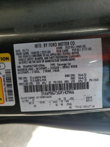 Photo 10 from auction – 2016 FORD FUSION S with VIN 3FA6P0G75GR142966