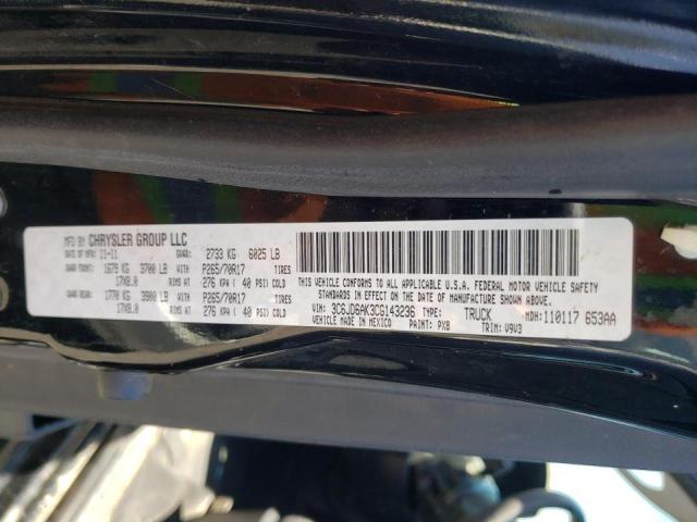 Photo 10 from auction – 2012 DODGE RAM 1500 S with VIN 3C6JD6AK3CG143236
