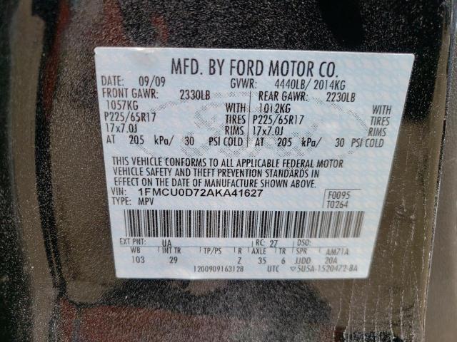 Photo 10 from auction – 2010 FORD ESCAPE with VIN 1FMCU0D72AKA41627