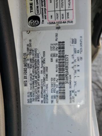 Photo 10 from auction – 2011 FORD FUSION SEL with VIN 3FAHP0JA4BR323272