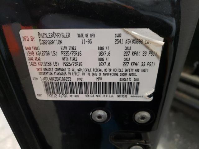 Photo 10 from auction – 2006 JEEP LIBERTY SP with VIN 1J4GL48K26W180293