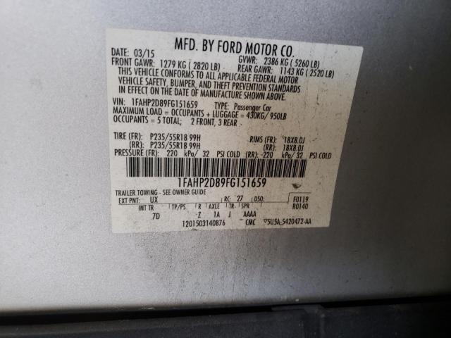 Photo 10 from auction – 2015 FORD TAURUS SE with VIN 1FAHP2D89FG151659
