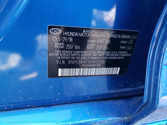 Photo 10 from auction – 2019 HYUNDAI SONATA LIM with VIN 5NPE34AF1KH753310