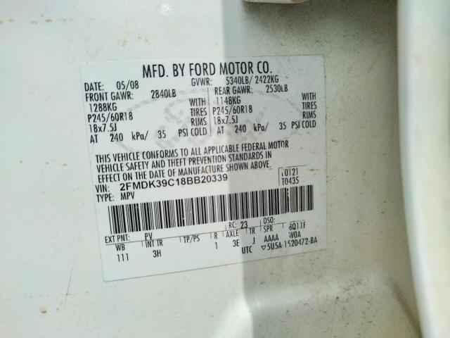 Photo 10 from auction – 2008 FORD EDGE LIMIT with VIN 2FMDK39C18BB20339
