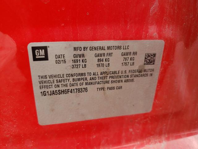 Photo 10 from auction – 2015 CHEVROLET SONIC LS with VIN 1G1JA5SH6F4178376