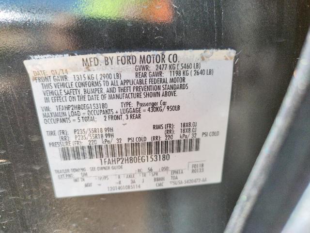 Photo 10 from auction – 2014 FORD TAURUS SEL with VIN 1FAHP2H80EG153180