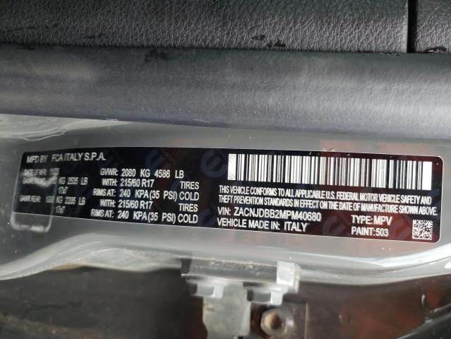 Photo 10 from auction – 2021 JEEP RENEGADE L with VIN ZACNJDBB2MPM40680