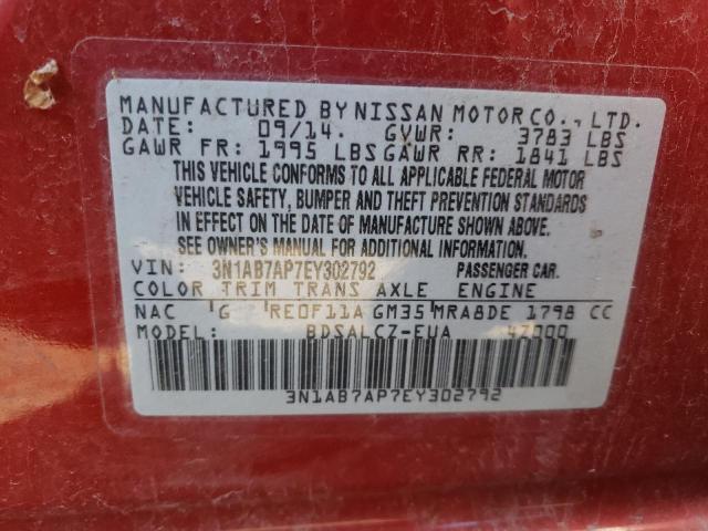 Photo 10 from auction – 2014 NISSAN SENTRA S with VIN 3N1AB7AP7EY302792