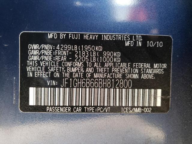 Photo 10 from auction – 2011 SUBARU IMPREZA 2. with VIN JF1GH6B66BH812800
