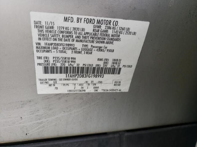 Photo 10 from auction – 2015 FORD TAURUS SE with VIN 1FAHP2D83FG198993