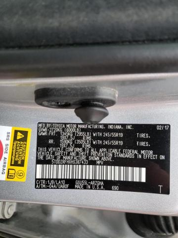 Photo 10 from auction – 2017 TOYOTA HIGHLANDER with VIN 5TDDZRFHXHS387433