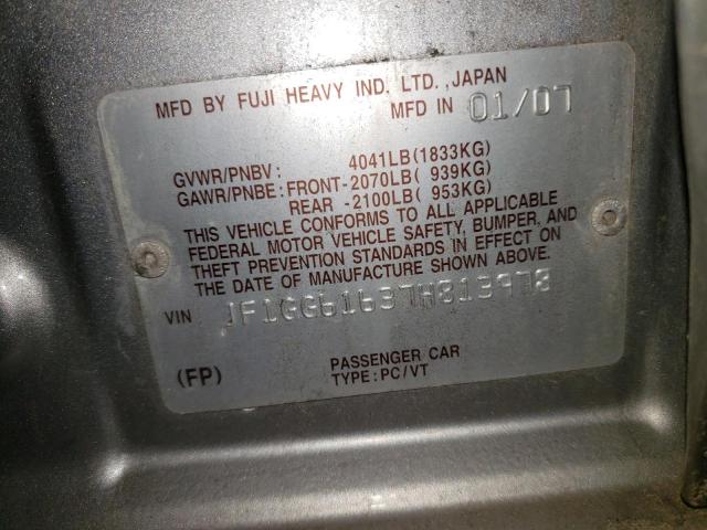 Photo 10 from auction – 2007 SUBARU IMPREZA 2. with VIN JF1GG61637H813978