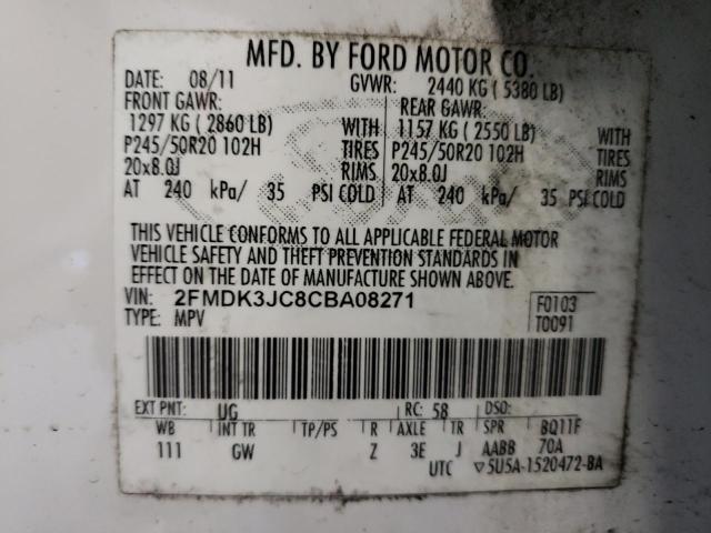 Photo 10 from auction – 2012 FORD EDGE SEL with VIN 2FMDK3JC8CBA08271