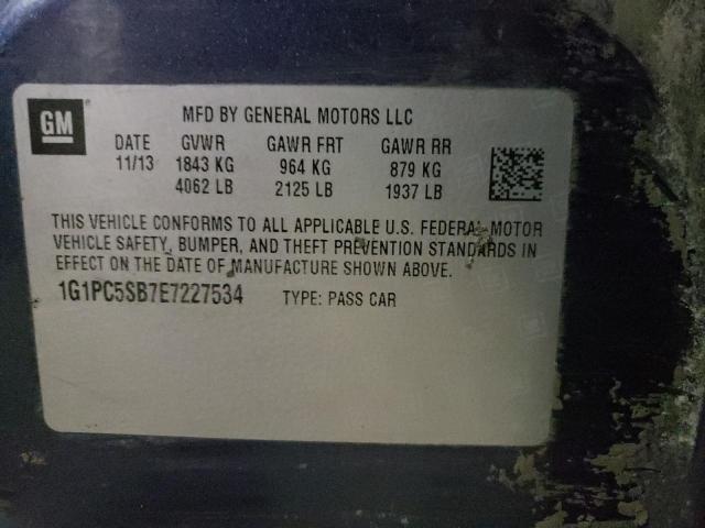 Photo 10 from auction – 2014 CHEVROLET CRUZE LT with VIN 1G1PC5SB7E7227534