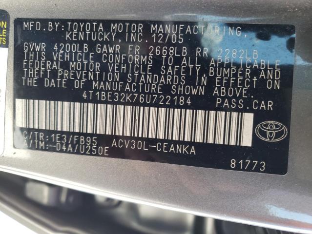 Photo 10 from auction – 2006 TOYOTA CAMRY LE with VIN 4T1BE32K76U722184