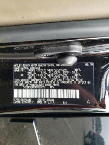 Photo 10 from auction – 2010 TOYOTA HIGHLANDER with VIN 5TDDK3EH2AS020020