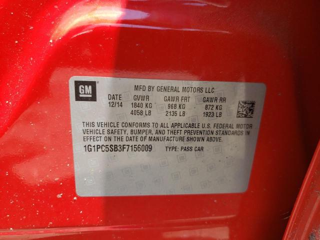 Photo 10 from auction – 2015 CHEVROLET CRUZE LT with VIN 1G1PC5SB3F7156009