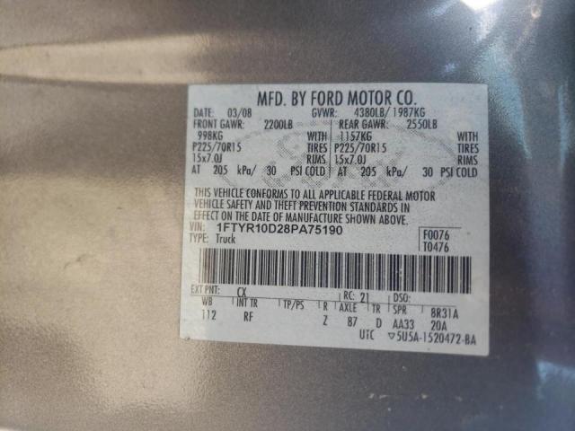 Photo 10 from auction – 2008 FORD RANGER with VIN 1FTYR10D28PA75190