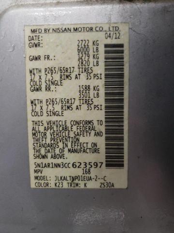 Photo 10 from auction – 2012 NISSAN PATHFINDER with VIN 5N1AR1NN3CC623597