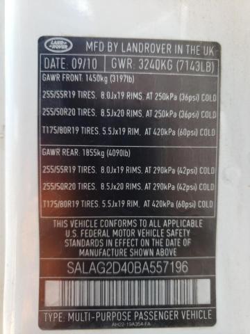 Photo 10 from auction – 2011 LAND ROVER LR4 HSE with VIN SALAG2D40BA557196