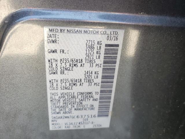 Photo 10 from auction – 2016 NISSAN PATHFINDER with VIN 5N1AR2MN7GC637516
