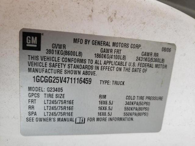 Photo 10 from auction – 2007 CHEVROLET EXPRESS G2 with VIN 1GCGG25V471116459
