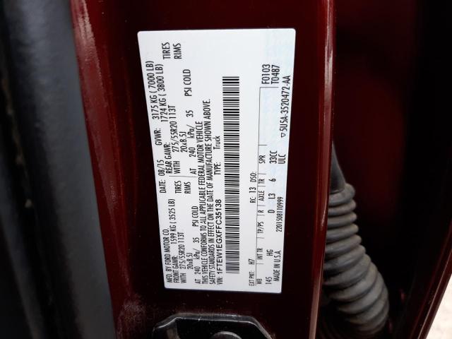 Photo 10 from auction – 2015 FORD F150 SUPER with VIN 1FTEW1EGXFFC35138