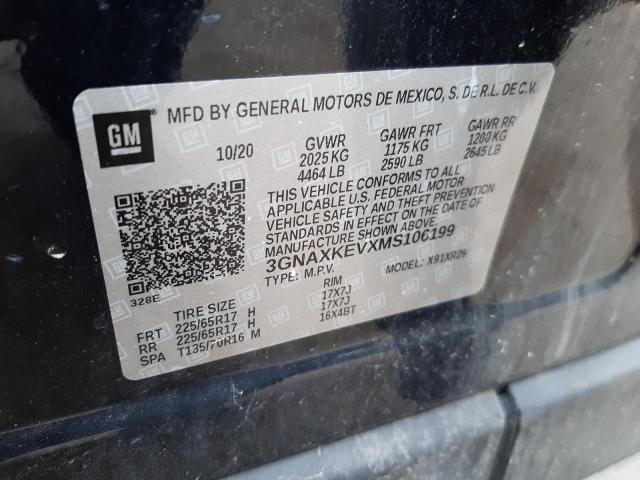 Photo 10 from auction – 2021 CHEVROLET EQUINOX LT with VIN 3GNAXKEVXMS106199