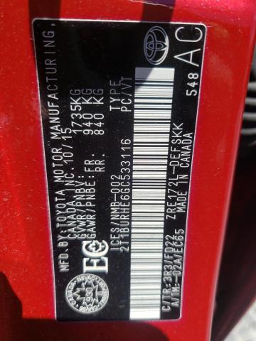 Photo 10 from auction – 2016 TOYOTA COROLLA L with VIN 2T1BURHE6GC533116