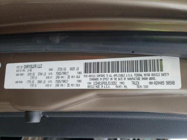 Photo 10 from auction – 2009 DODGE RAM 1500 with VIN 1D3HB16P69J519351