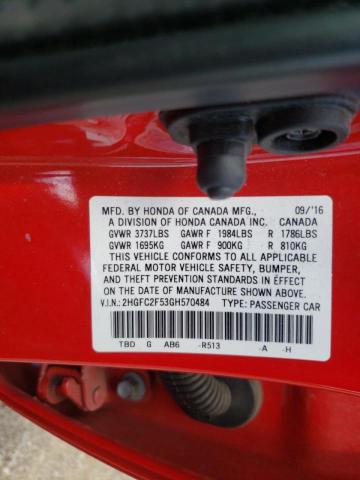 Photo 10 from auction – 2016 HONDA CIVIC LX with VIN 2HGFC2F53GH570484