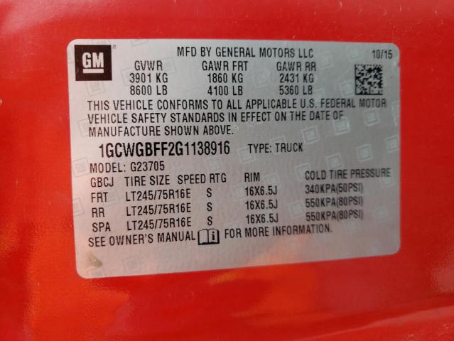 Photo 10 from auction – 2016 CHEVROLET EXPRESS G2 with VIN 1GCWGBFF2G1138916