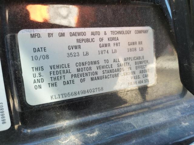 Photo 10 from auction – 2009 CHEVROLET AVEO LS with VIN KL1TD56E49B402758
