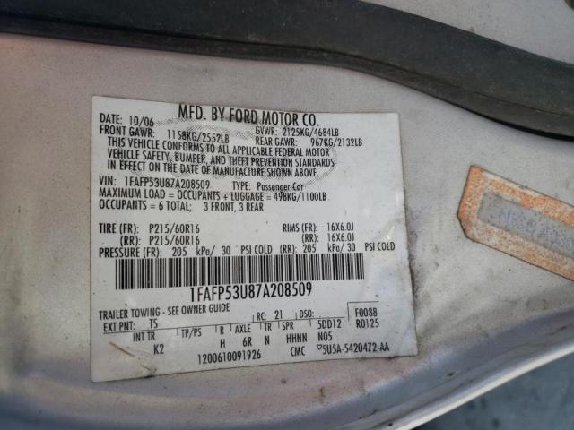 Photo 10 from auction – 2007 FORD TAURUS SE with VIN 1FAFP53U87A208509