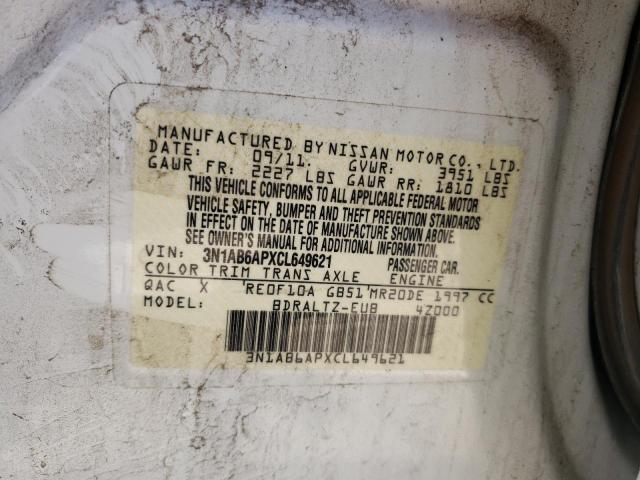 Photo 10 from auction – 2012 NISSAN SENTRA 2.0 with VIN 3N1AB6APXCL649621