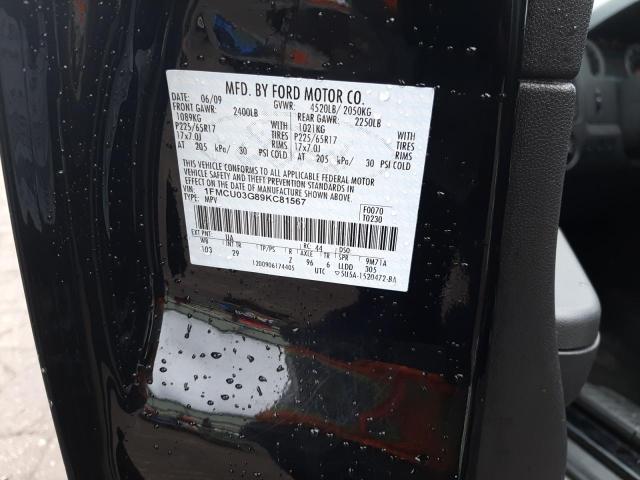 Photo 10 from auction – 2009 FORD ESCAPE XLT with VIN 1FMCU03G89KC81567
