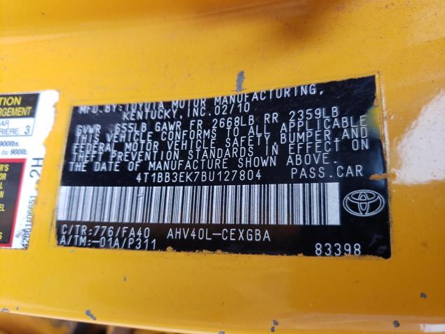 Photo 10 from auction – 2011 TOYOTA CAMRY with VIN 4T1BB3EK7BU127804