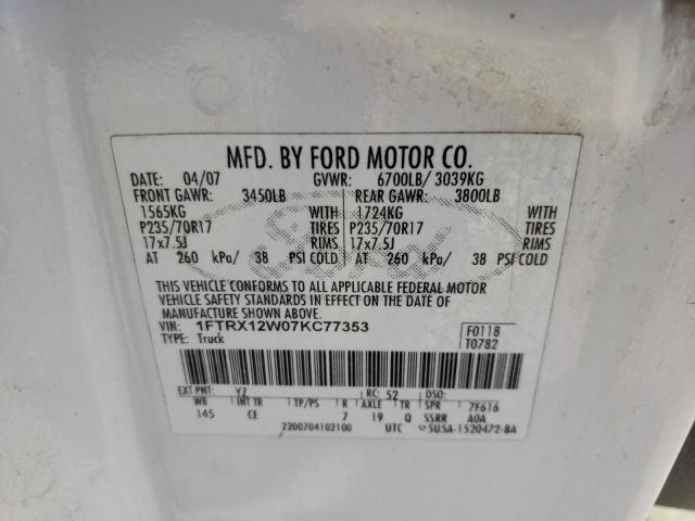 Zdjęcie 10 z aukcji – 2007 FORD F150 z VIN 1FTRX12W07KC77353