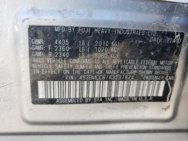 Photo 10 from auction – 2010 SUBARU LEGACY 2.5 with VIN 4S3BMCC67A3237874