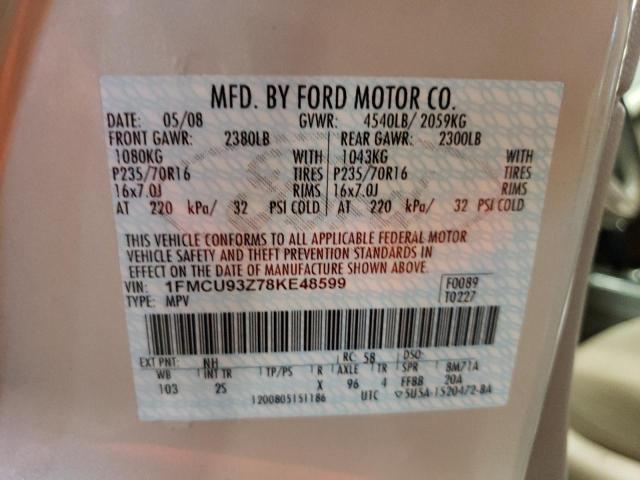 Photo 10 from auction – 2008 FORD ESCAPE XLT with VIN 1FMCU93Z78KE48599