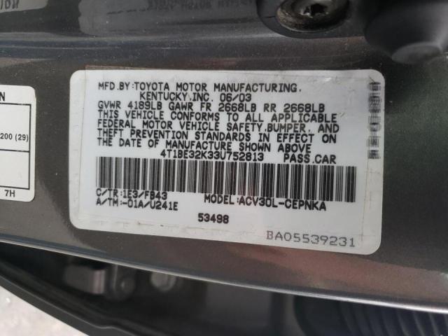 Photo 10 from auction – 2003 TOYOTA CAMRY LE with VIN 4T1BE32K33U752813