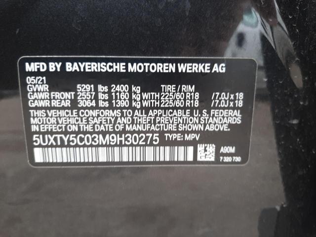 Photo 10 from auction – 2021 BMW X3 XDRIVE3 with VIN 5UXTY5C03M9H30275