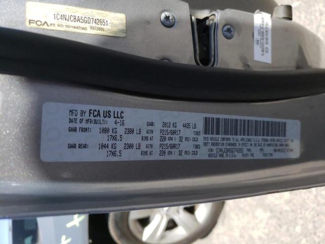 Photo 10 from auction – 2016 JEEP COMPASS SP with VIN 1C4NJCBA5GD742651