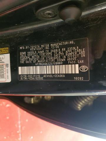 Photo 10 from auction – 2007 TOYOTA CAMRY CE with VIN 4T1BE46K17U109060