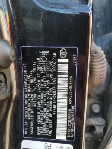 Photo 10 from auction – 2012 TOYOTA CAMRY BASE with VIN 4T4BF1FK2CR251753