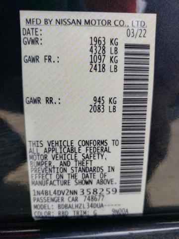Photo 10 from auction – 2022 NISSAN ALTIMA SV with VIN 1N4BL4DV2NN358259
